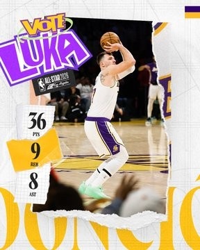 拉拉的呢?湖人官推发布东契奇和詹姆斯本场数据海报