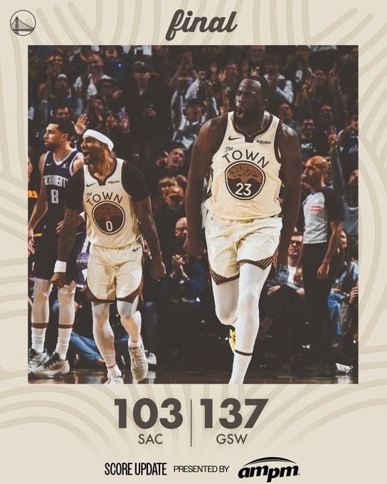 连续第二场成为封面人物!勇士赢球海报:格林怒吼瞬间